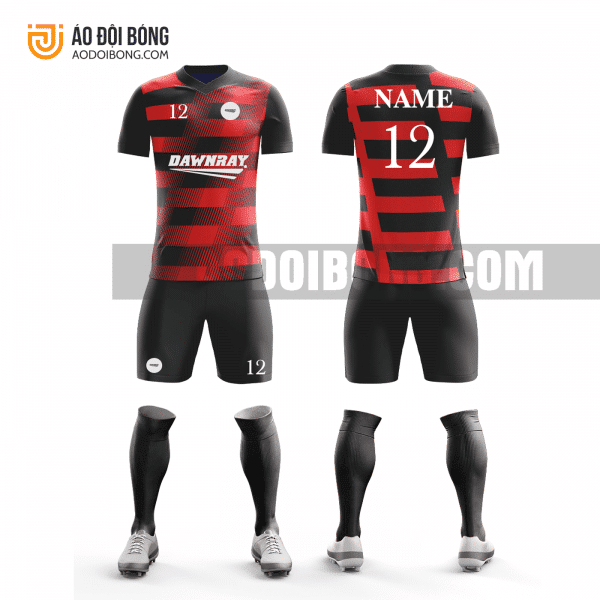 Áo đội bóng đá thiết kế màu đỏ đen đẹp tại phú thọ ADBTK36